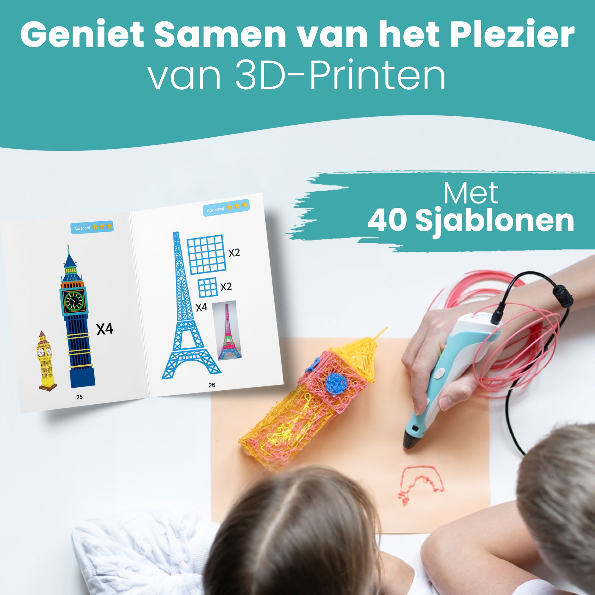 3D Pen Ritningsbok XXL - 40 mallar - inkl