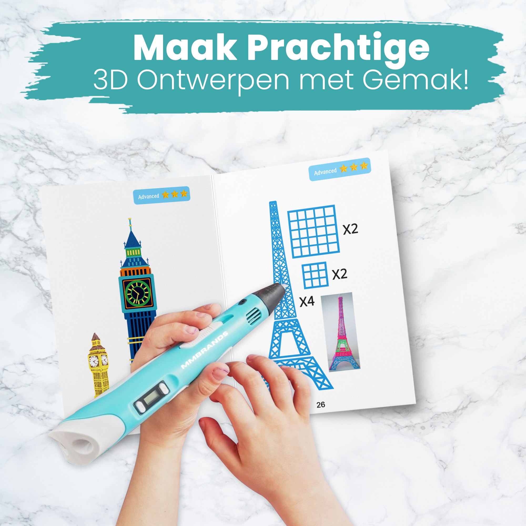 3D Pen Ritningsbok XXL - 40 mallar - inkl