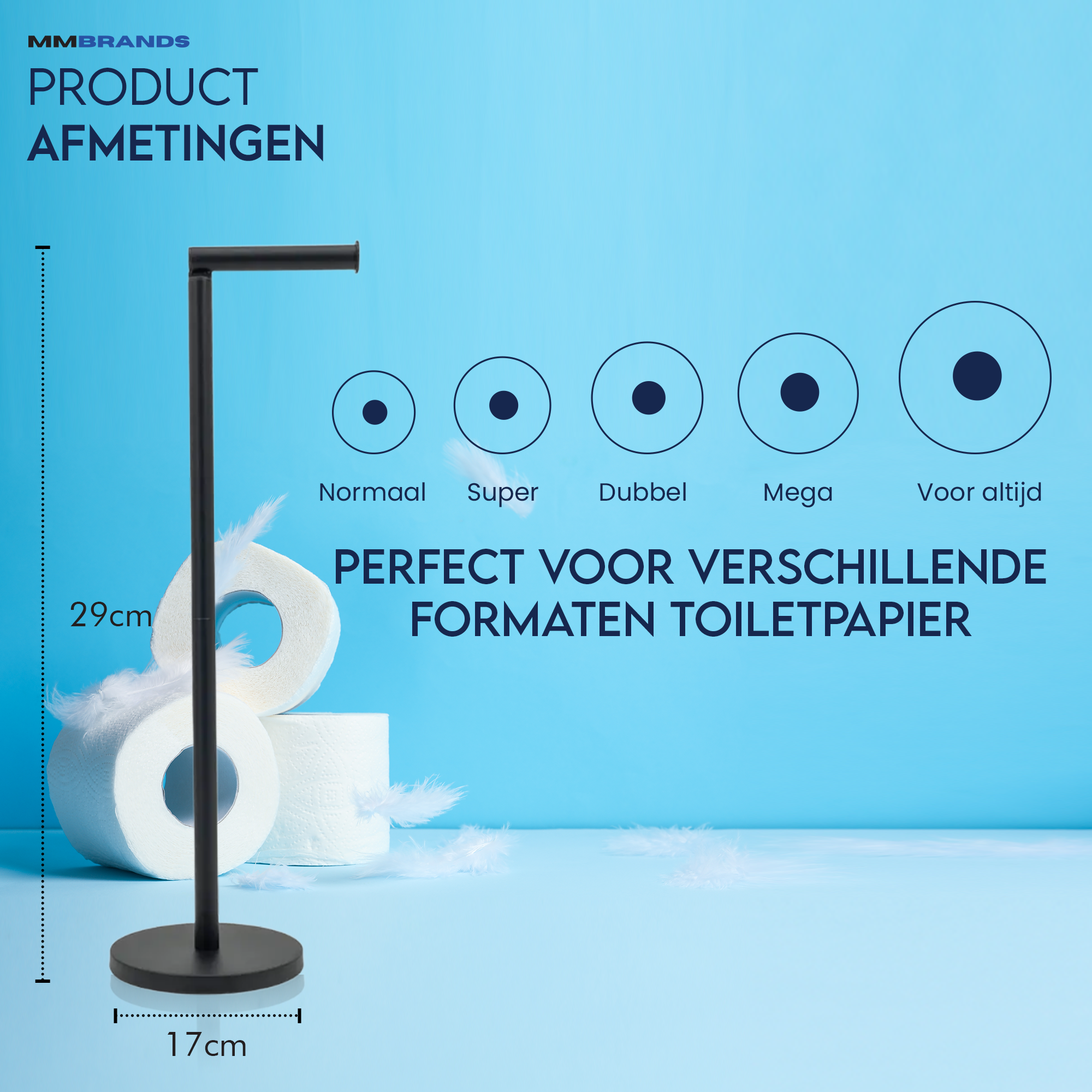 WC Rolhouder Staand - Roestvrij Staal - Zwart