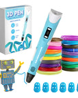 3D Pen Starterspakket - 100M Filament - 10 Kleuren - Blauw