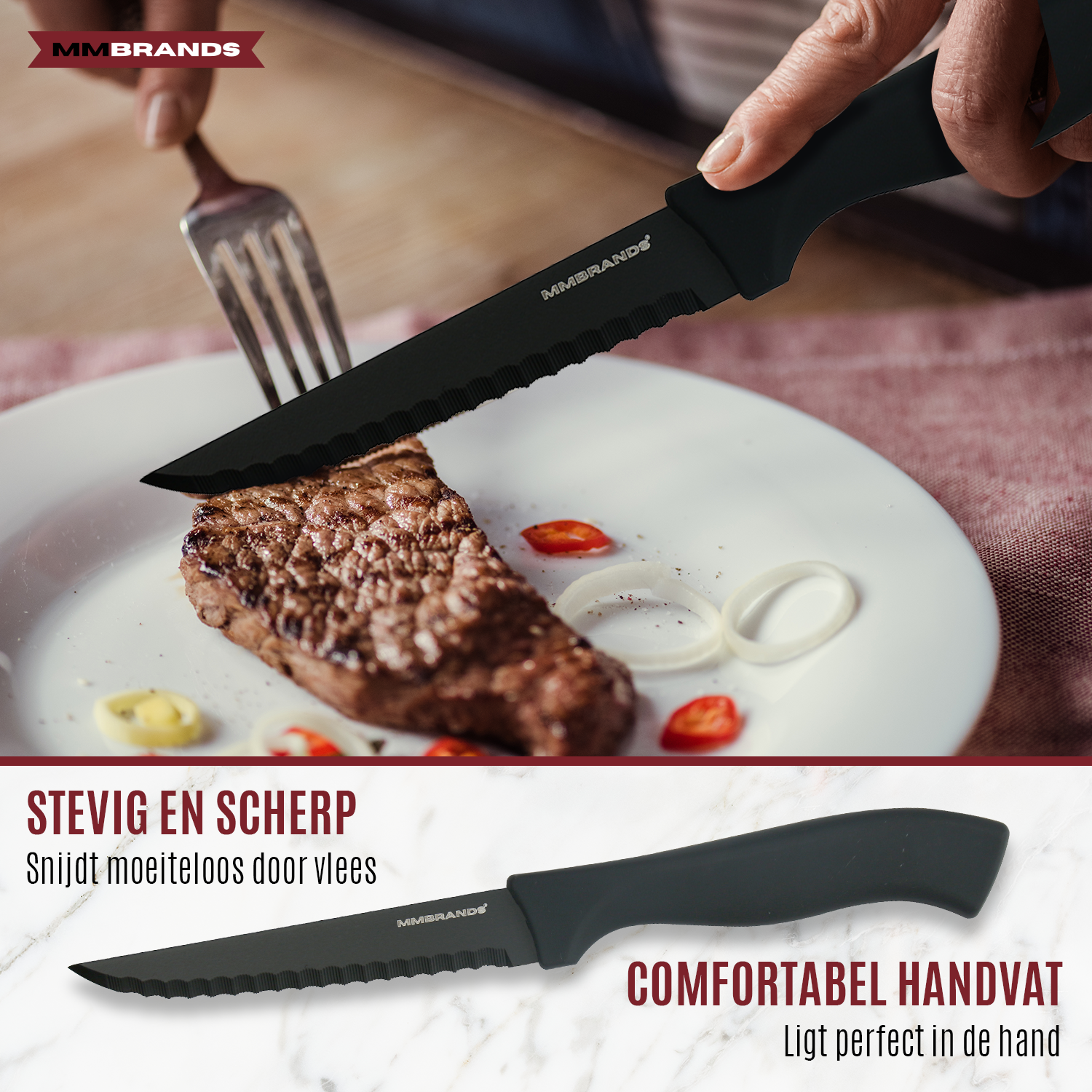 Steakmesser Set – 8-teilig – Schwarz